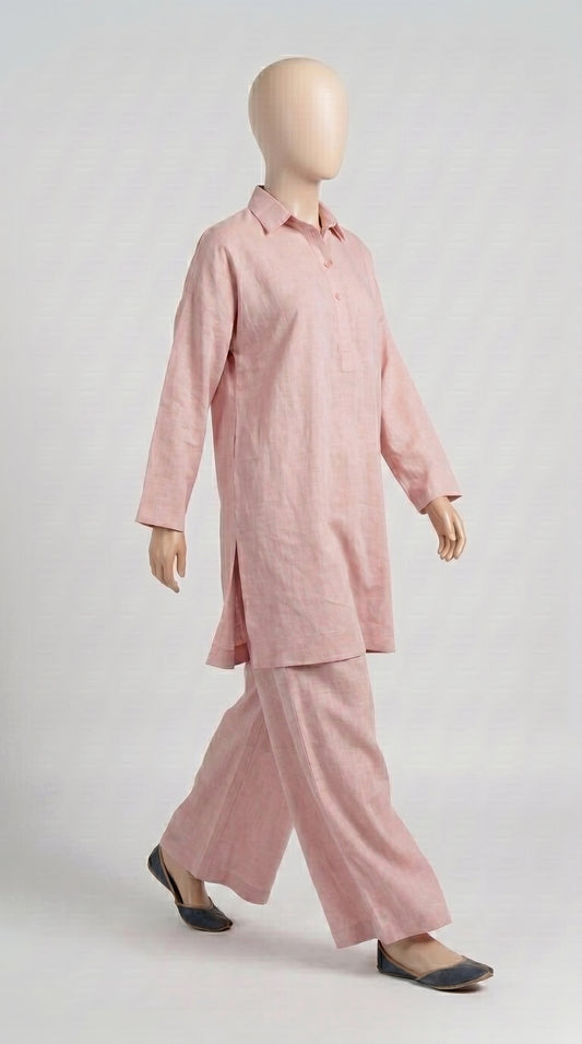 Pink Lawn Solid Co-ord — view 2