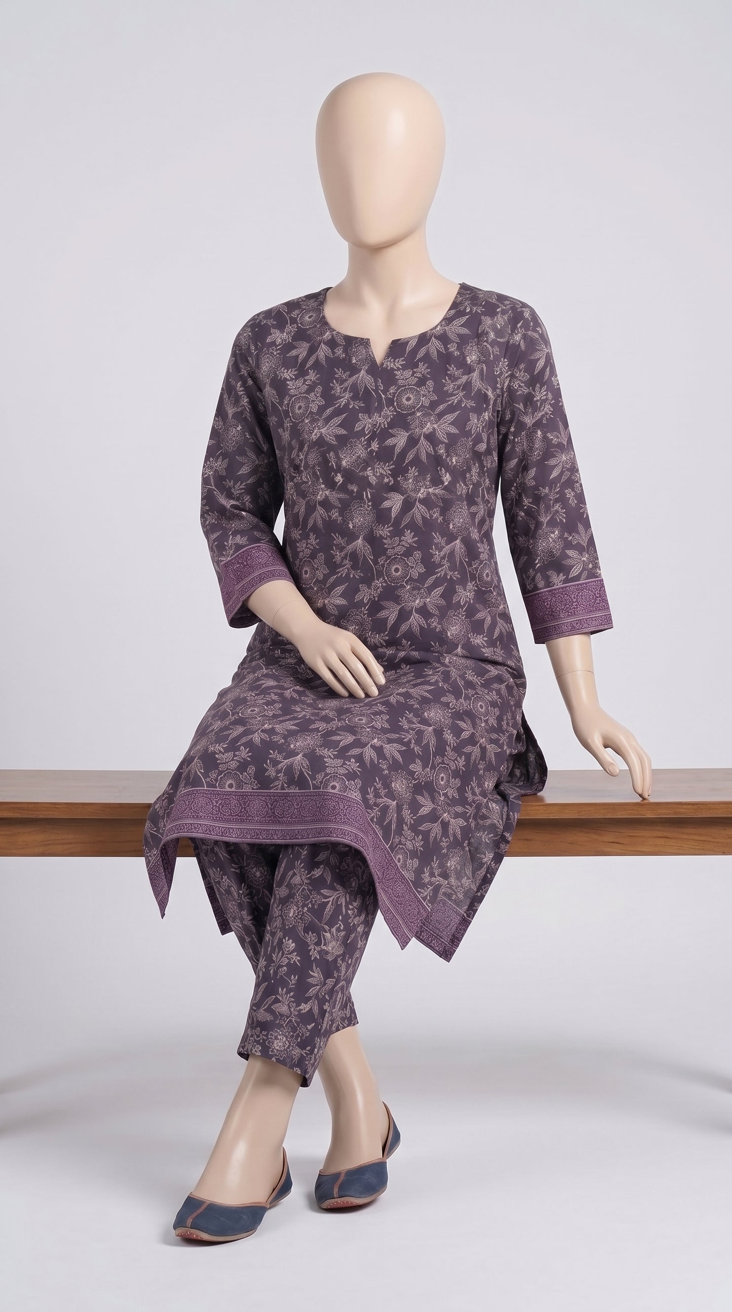 Plum Botanical Print Lawn Co-ord — view 4