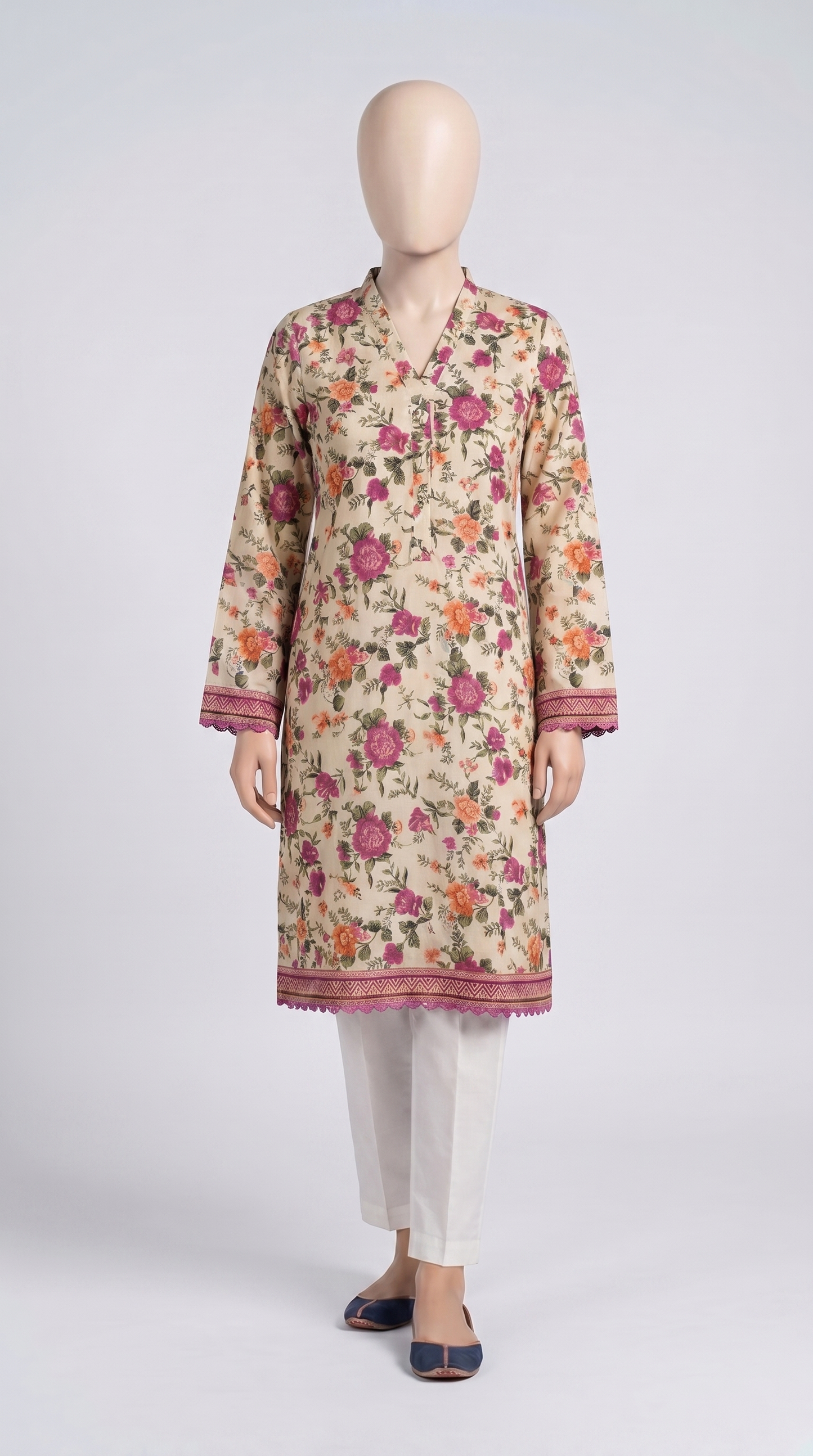 Antique Garden Floral Print Kurta — view 1