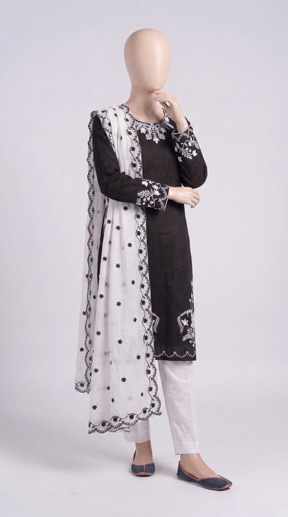 Black & White Floral Embroidered 3-Piece — view 5