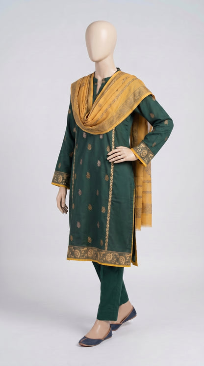 Forest Green Gold Zari 3-Piece — view 2