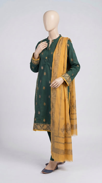 Forest Green Gold Zari 3-Piece — view 3