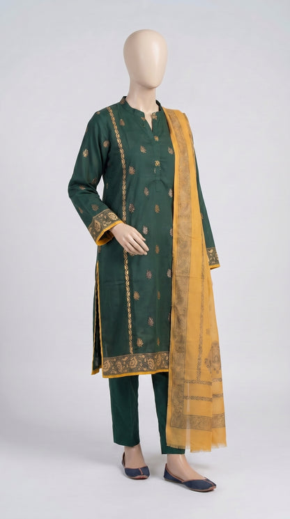 Forest Green Gold Zari 3-Piece — view 4