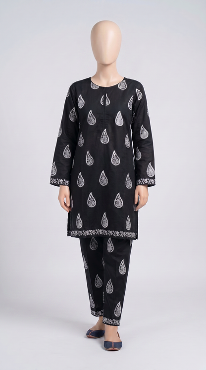 Monochrome Paisley Block Print Set — view 1