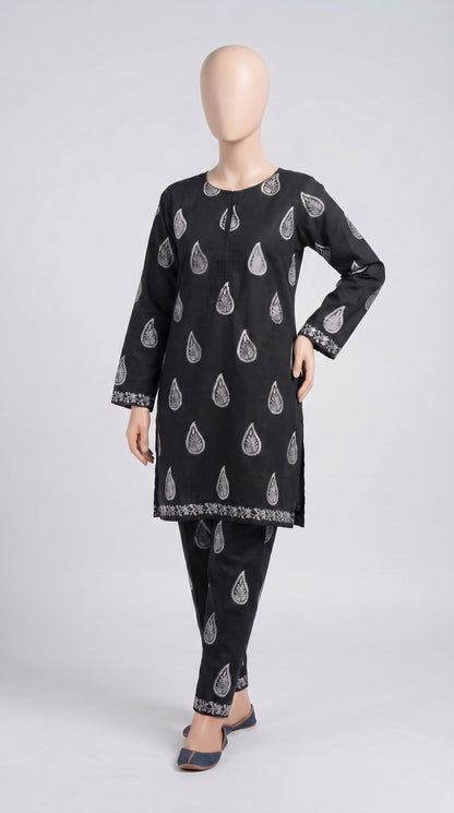 Monochrome Paisley Block Print Set — view 4