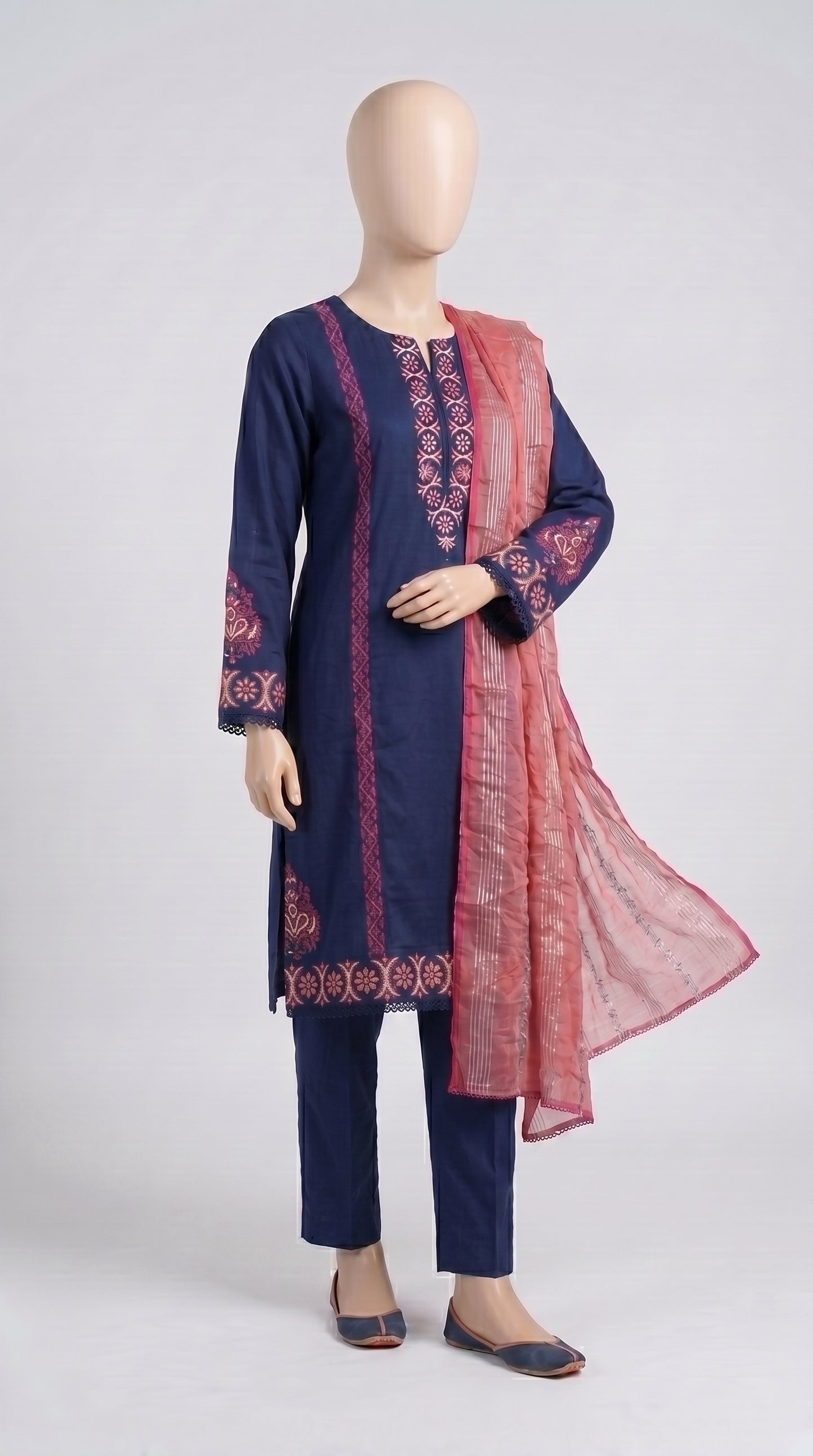 Navy Block Print Lawn 3-Piece — view 4