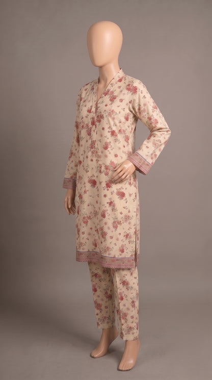 Off-White Pink Floral Lawn Co-ord — view 3