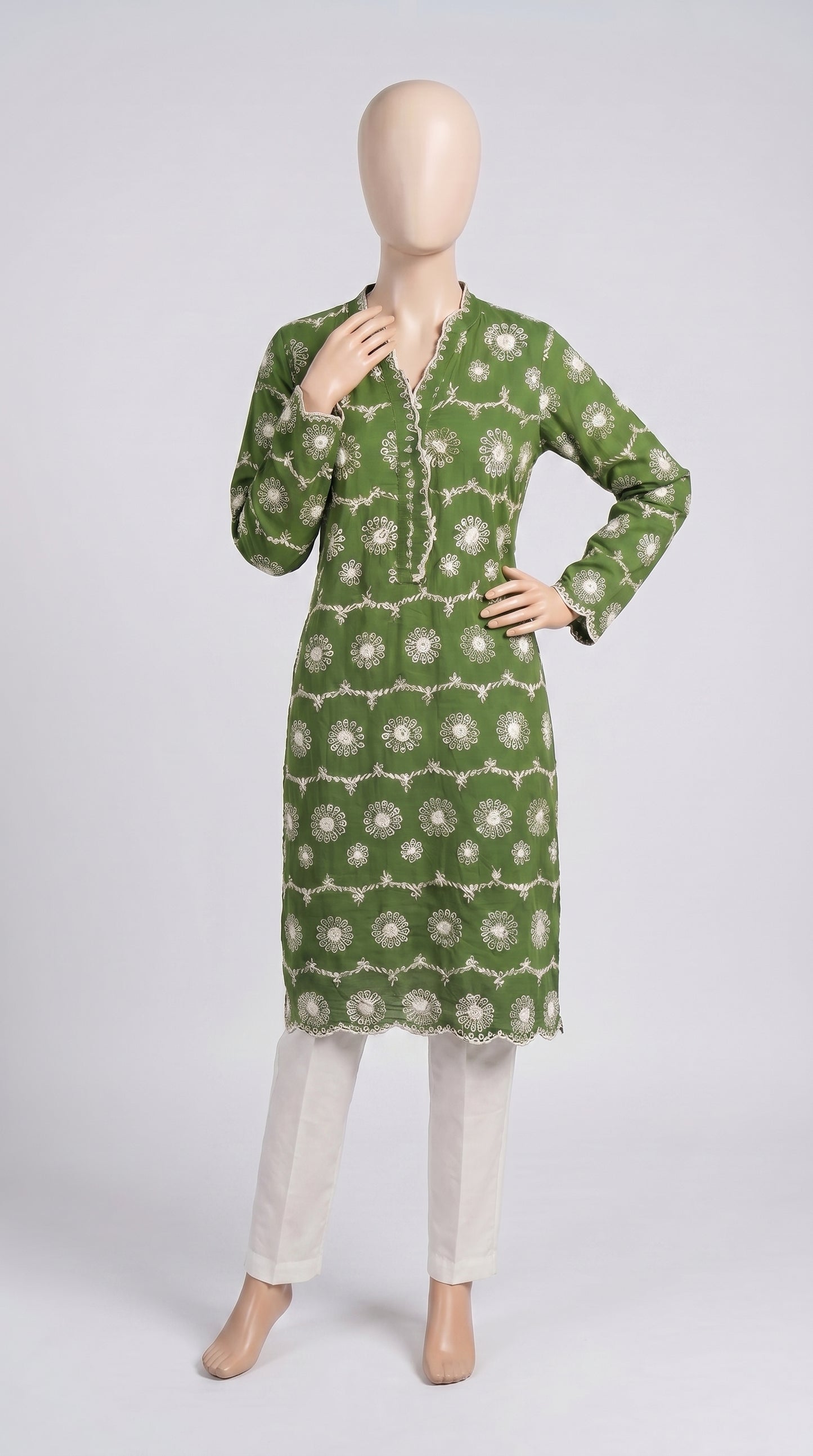 Olive Chikankari Embroidered 2-Piece — view 2