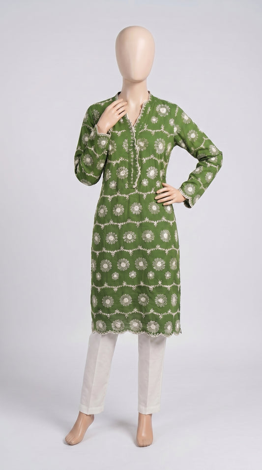 Olive Chikankari Embroidered 2-Piece — view 2