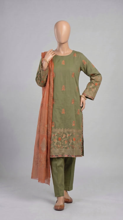 Olive & Rust Embroidered 3-Piece — view 4
