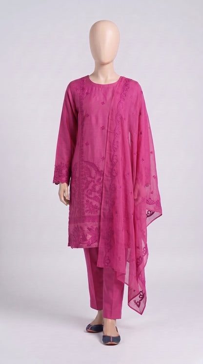 Onion Pink Monochrome Embroidered 3-Piece — view 1