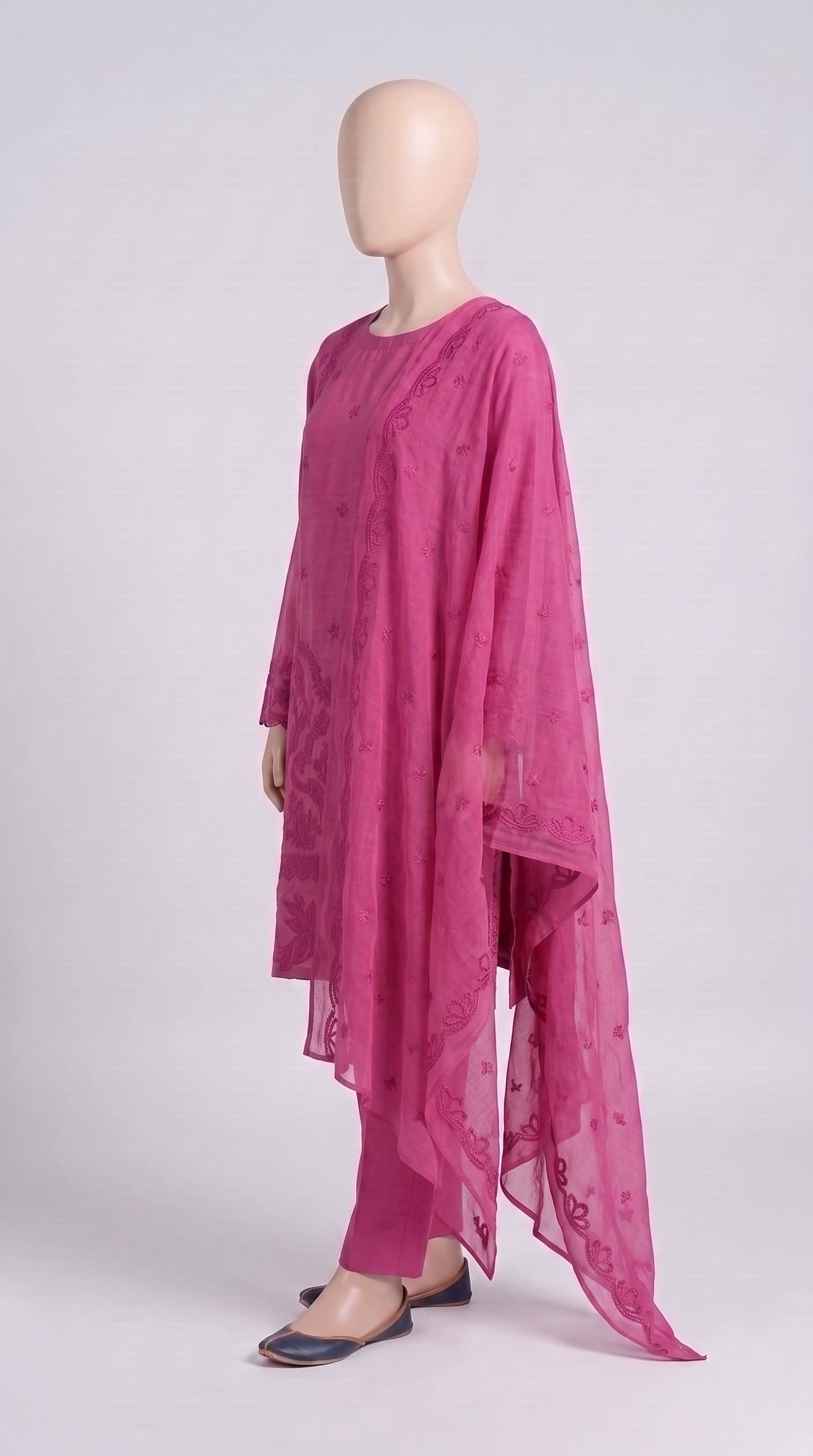 Onion Pink Monochrome Embroidered 3-Piece — view 5