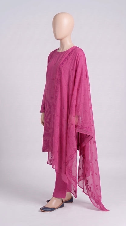 Onion Pink Monochrome Embroidered 3-Piece — view 5