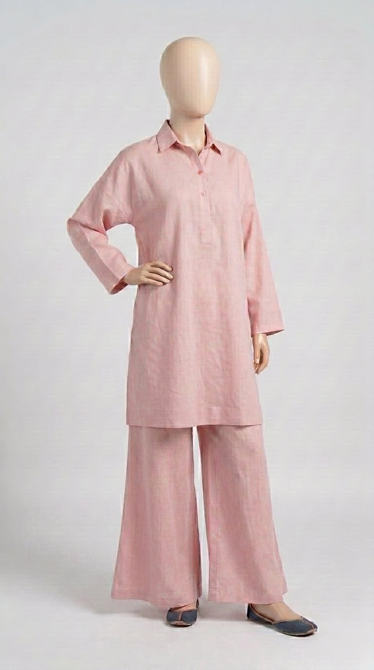 Pink Lawn Solid Co-ord — view 1