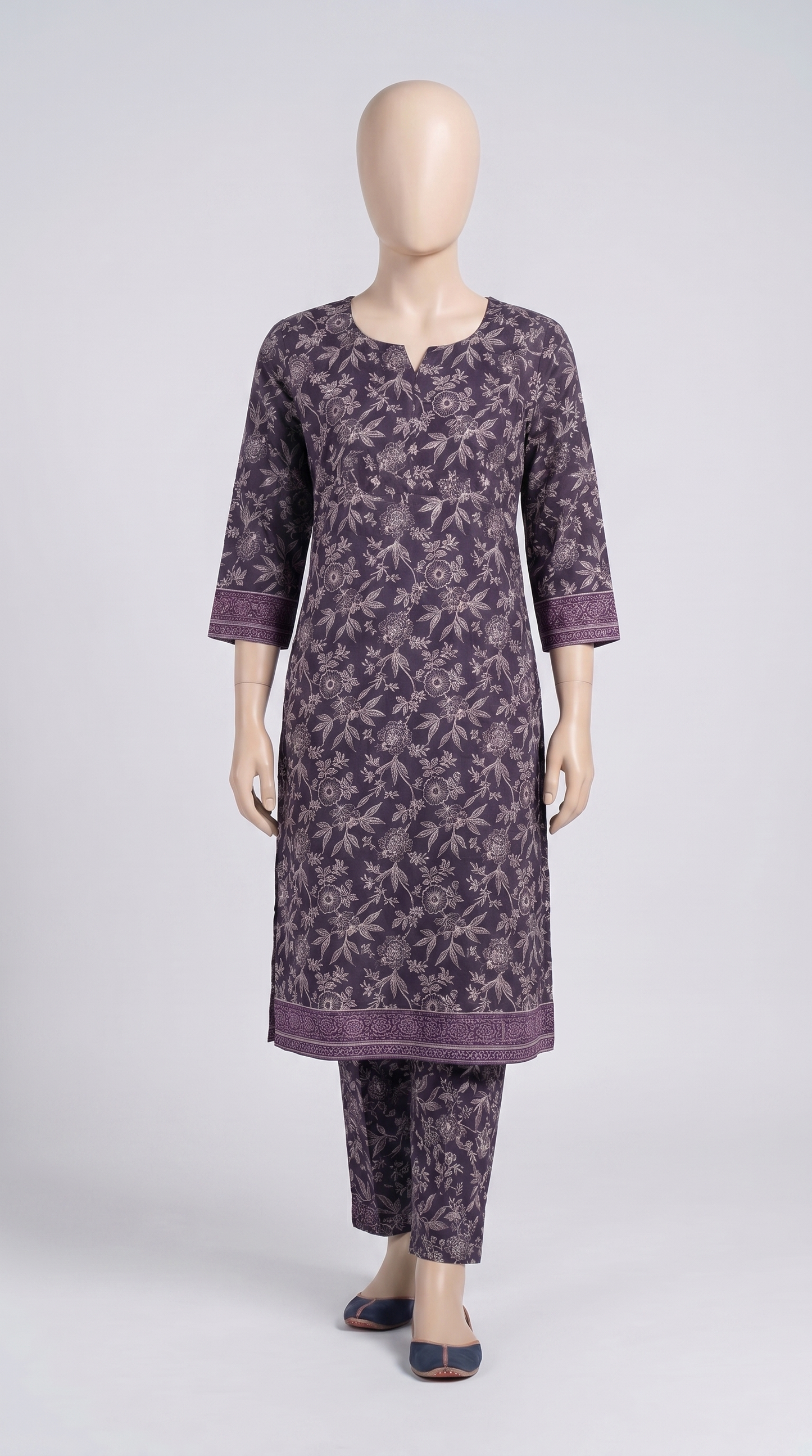 Plum Botanical Print Lawn Co-ord — view 1