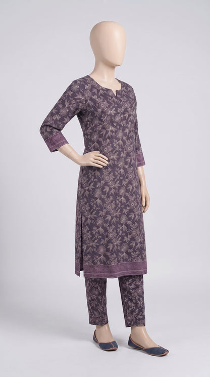 Plum Botanical Print Lawn Co-ord — view 2