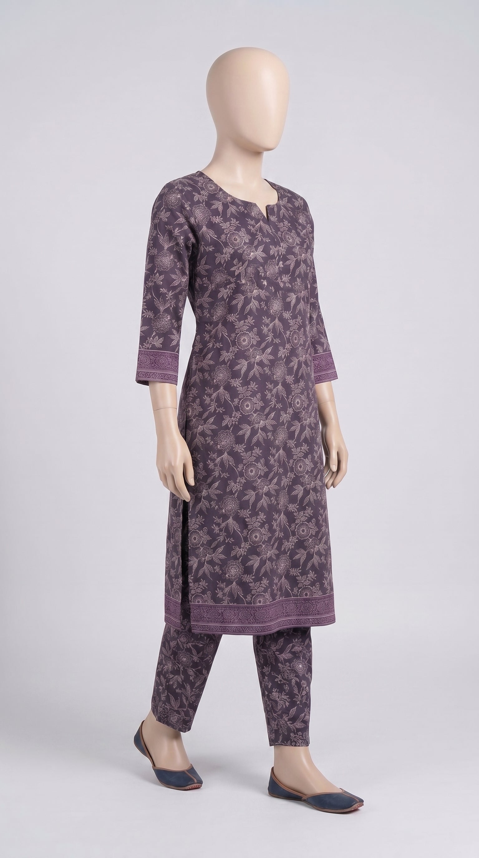 Plum Botanical Print Lawn Co-ord — view 3